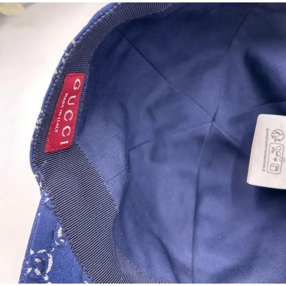 Men's Gucci, blue shadow GG adjustable baseball camp size medium, made in Italy